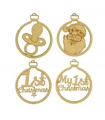 Laser Cut Pack of 4 Themed Baubles - 1st Christmas